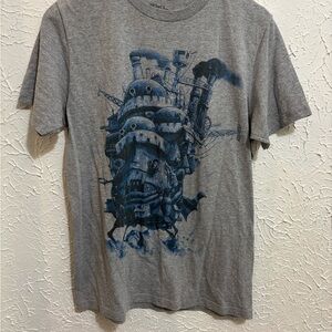 Howls moving castle Gray and Blue Graphic T-Shirt